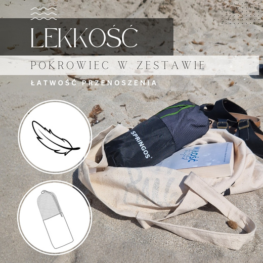 Ręcznik plażowy szybkoschnący 180x90 cm z mikrofibry szaro-zielony