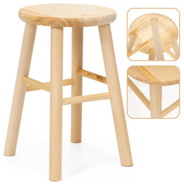 Taboret drewniany, okrągły stołek kucheny, pomocniczy 44 cm krzesło wielofunkcyjne 