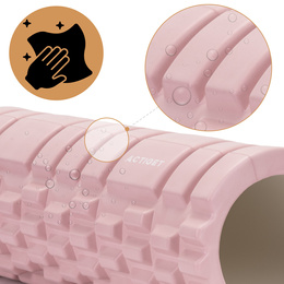 Wałek do masażu, średnio twardy, roller z wypustkami, różowy