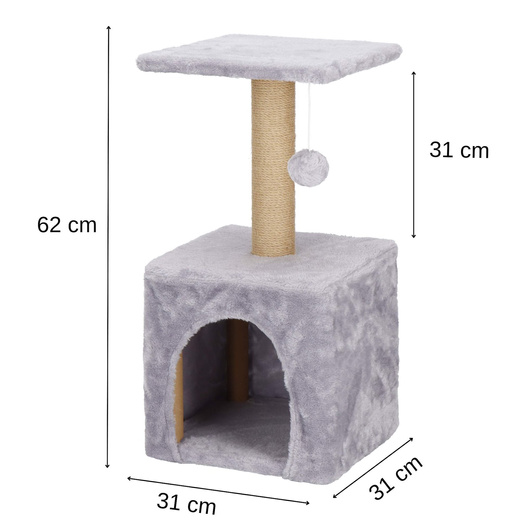 Drapak dla kota sizal 3-poziomowy domek słupek z zabawkami 62 cm