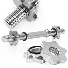 Gryf krótki 36 cm do hantli z zaciskami śr. 28 mm gwintowany, stal chromowana