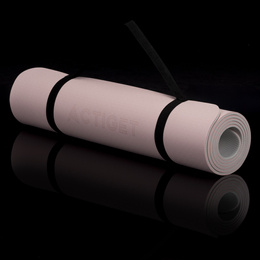 Mata do jogi, ćwiczeń fitness 183x61 cm antypoślizgowa, materac do stretchingu, jasny róż