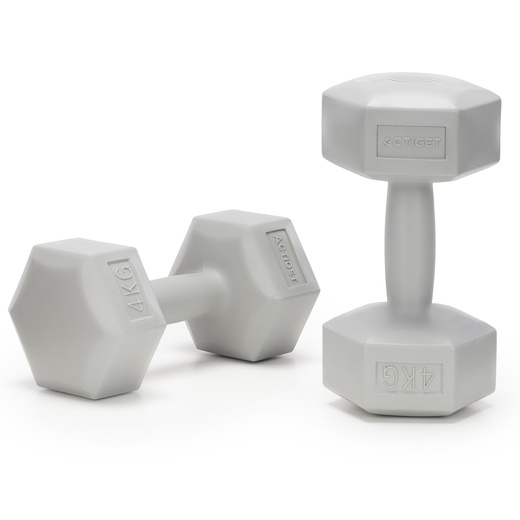 Ciężarki 2x4 kg hexagonalne do ćwiczeń fitness hantle zestaw 2 szt. szare