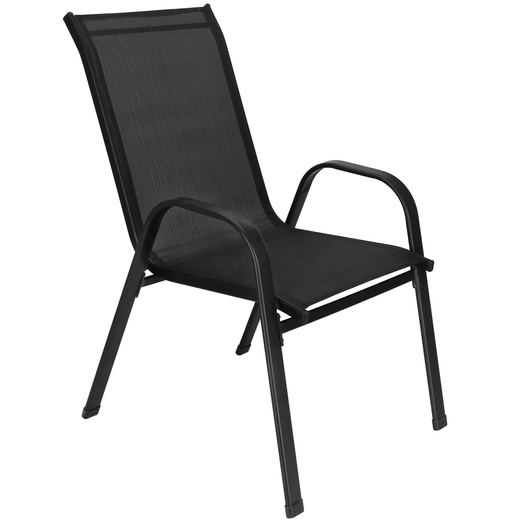 Krzesła ogrodowe, zestaw 4 szt. metalowe na balkon taras 92 cm, z textilene czarne