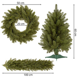 Sztuczna choinka 60 cm wianek, girlanda zestaw dekoracji świątecznych