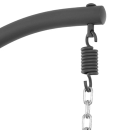 Kokon ogrodowy rattanowy z poduszkami fotel wiszący bujak huśtawka na metalowym stelażu szara