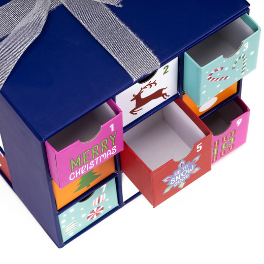 Pudełkowy kalendarz adwentowy z szufladkami 24 szt. do uzupełnienia, dekoracja świąteczna