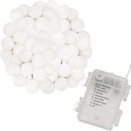 Lampki choinkowe 50 Led kuleczki biały ciepły z programatorem na baterie