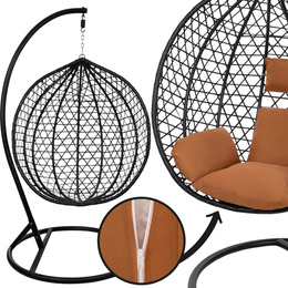 Kokon rattanowy do ogrodu, na taras, balkon, fotel wiszący z poduszkami