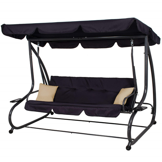 Huśtawka ogrodowa z daszkiem 4 osobowa czarna 