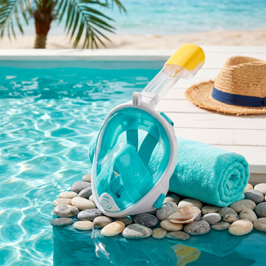 Maska do nurkowania L/XL pełnotwarzowa, z rurką, AntiFog, DryTop do snorkelingu regulowana