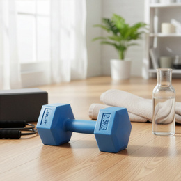 Ciężarki 2x2,5kg hexagonalne do ćwiczeń fitness hantle zestaw 2 szt. niebieskie
