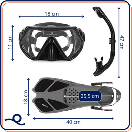 Zestaw do nurkowania snorkelingu płetwy 42-47, maska Anti-fog, fajka DryTop