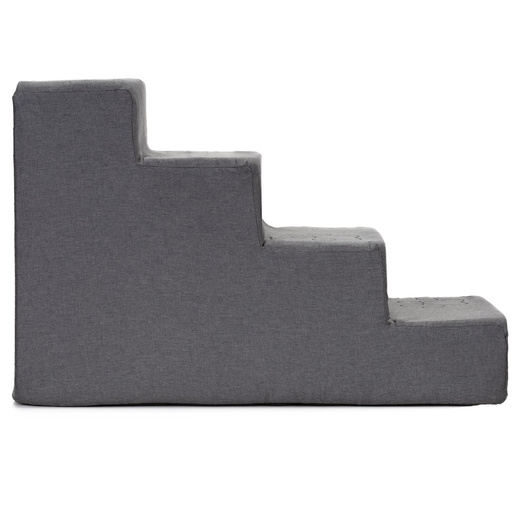 Schodki dla psa do łóżka 40 cm podest, rampa 4-stopniowa, miękkie schody ciemnoszare