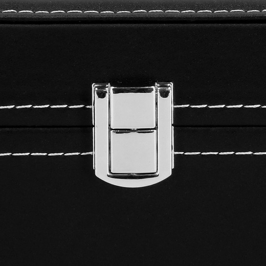 Szkatułka na zegarki 30x11x8 cm czarno-kremowy, ekoskóra organizer z przegródkami i okienkiem