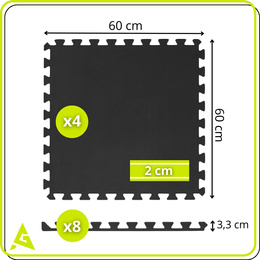 Mata treningowa, ochronna 4 szt. puzzle z pianki EVA 2 cm antypoślizgowe, grafitowe