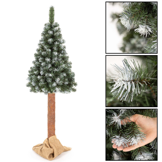 Choinka sztuczna na pniu 140 cm sosna diamentowa, ośnieżona, jak żywa