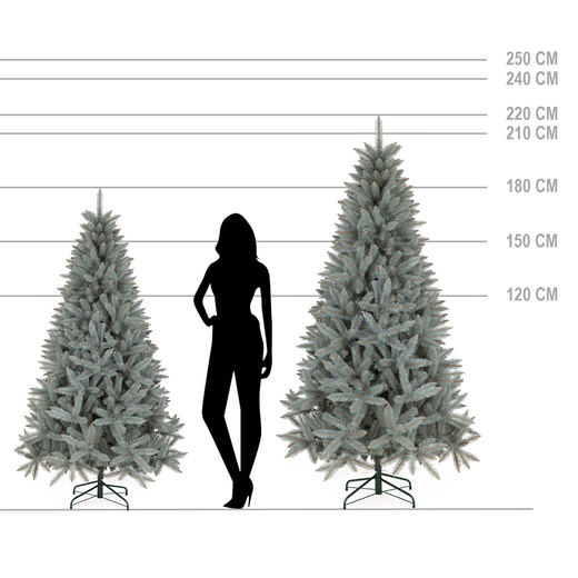 Choinka sztuczna 180 cm Świerk Kaukaski srebrny na stojaku, gęsty, jak żywa