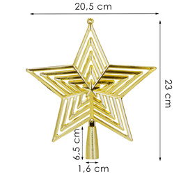 Czubek na choinkę 23 cm szpic, ażurowa gwiazda złota