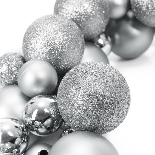 Girlanda świąteczna 160 cm łańcuch z bombek 130 szt. srebrne