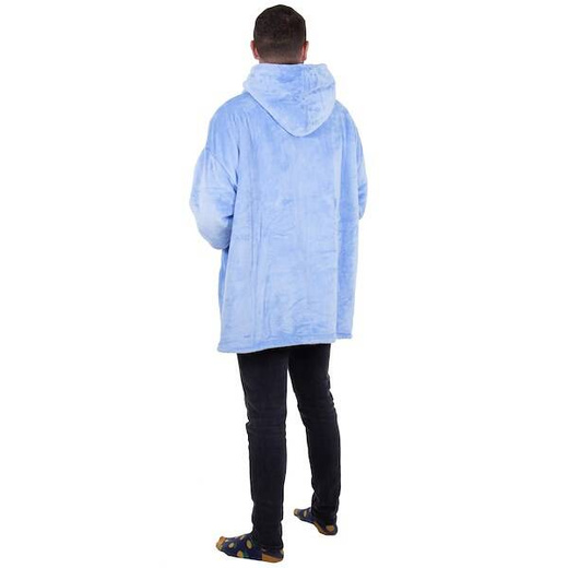 Kocobluza damska męska oversize koc bluza 2w1 z kapturem XXL ciepła jasnoniebieska