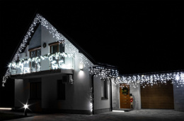 Kurtyna świetlna 500 led girlanda, lampki wewnętrzno-zewnętrzne sople zimny biały z flash