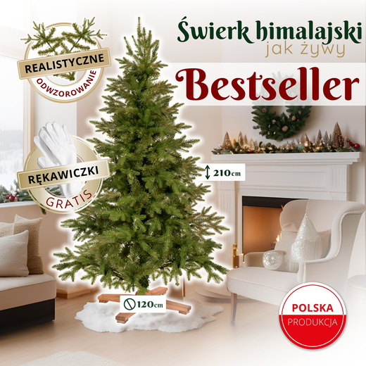 Choinka sztuczna 210 cm świerk himalajski jak żywy PE Royal Trees premium drzewko świąteczne