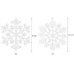 Zawieszka choinkowa 12 szt. śnieżynki świąteczna ozdoba białe brokat