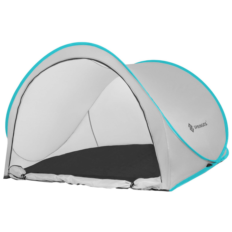 Namiot plażowy 200x120x110 cm samorozkładający pop-up niebiesko-szary