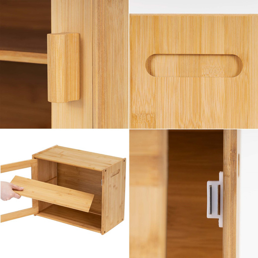 Chlebak zamykany, dwupoziomowy, pojemnik kuchenny do przechowywania pieczywa, bambusowy