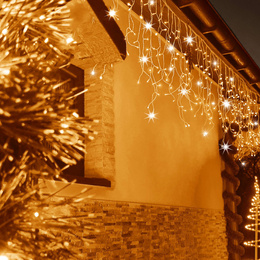 Kurtyna świetlna 300 led girlanda, lampki wewnętrzno-zewnętrzne sople biały ciepły + flash