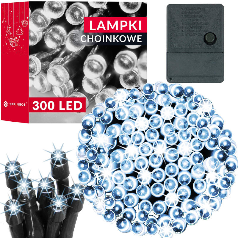 Lampki choinkowe 300 led zimny biały 22,5 m oświetlenie świąteczne 
