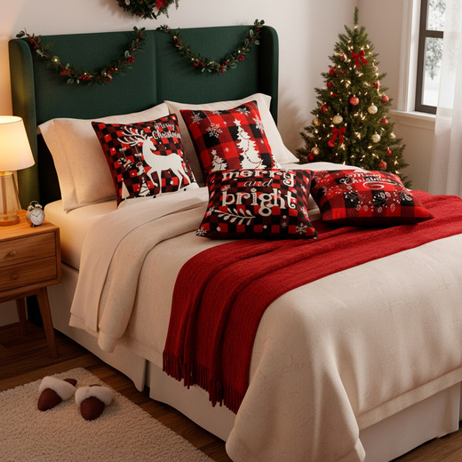 Poszewka dekoracyjna 40x40cm na poduszkę zestaw 4 szt. wzory świąteczne