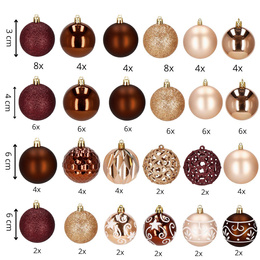 Bombki choinkowe 101 szt. ozdoby świąteczne zestaw z gwiazdą brązowe, rose gold