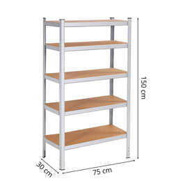 Regał metalowy z 5 półkami 150x75x30cm 625kg do garażu, piwnicy