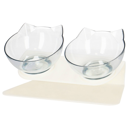 Podwójna miska dla psa i kota z podstawką antypoślizgowa przeźroczyste