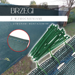 Siatka cieniująca 90% osłonowa 1x25m zielona 100 szt. opasek zaciskowych