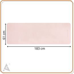 Mata do jogi, ćwiczeń fitness 183x61 cm antypoślizgowa, materac do stretchingu, jasny róż