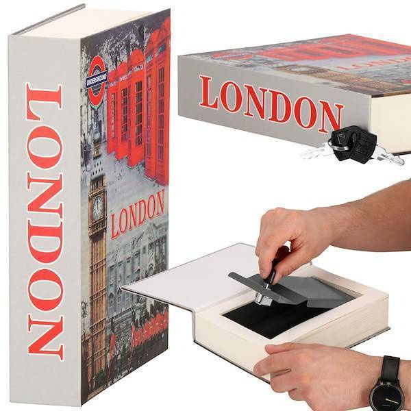 Kasetka na pieniądze 22x15,5x4,5 cm metalowy sejf książka