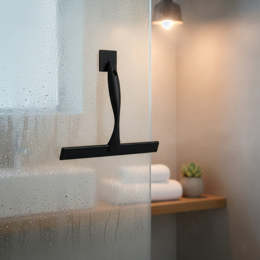 Ściągaczka do szyb, kabiny prysznicowej, łazienkowa ze stali nierdzewnej z uchwytem, czarna