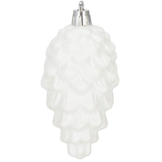 Zawieszki choinkowe szyszki 6 szt. ozdoby świąteczne 9,5 cm bombki biały brokat