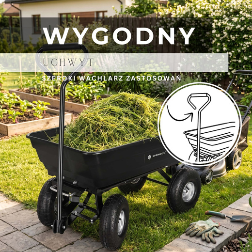 Wózek ogrodowy transportowy metalowy 250kg z funkcją wywrotki, czarny
