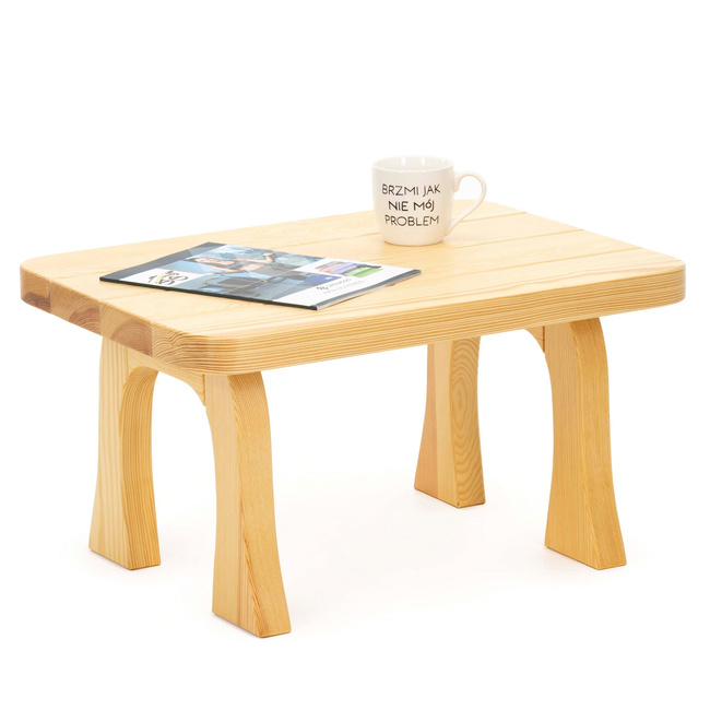 Drewniany stolik kawowy 65x48cm prostokątna ława do salonu impregnowane naturalne drewno