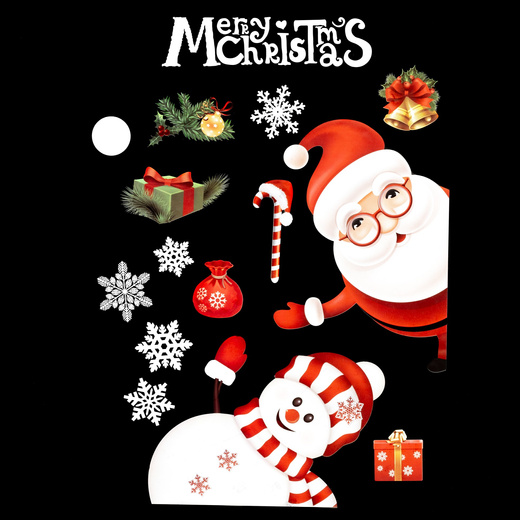 Naklejki świąteczne na okno 30 szt. ozdoby samoprzylepne, multikolor