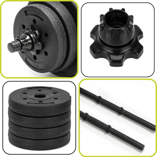 Hantle 2x10 kg do ćwiczeń regulowane 20 kg zestaw obciążeń gryf do treningu siłowego