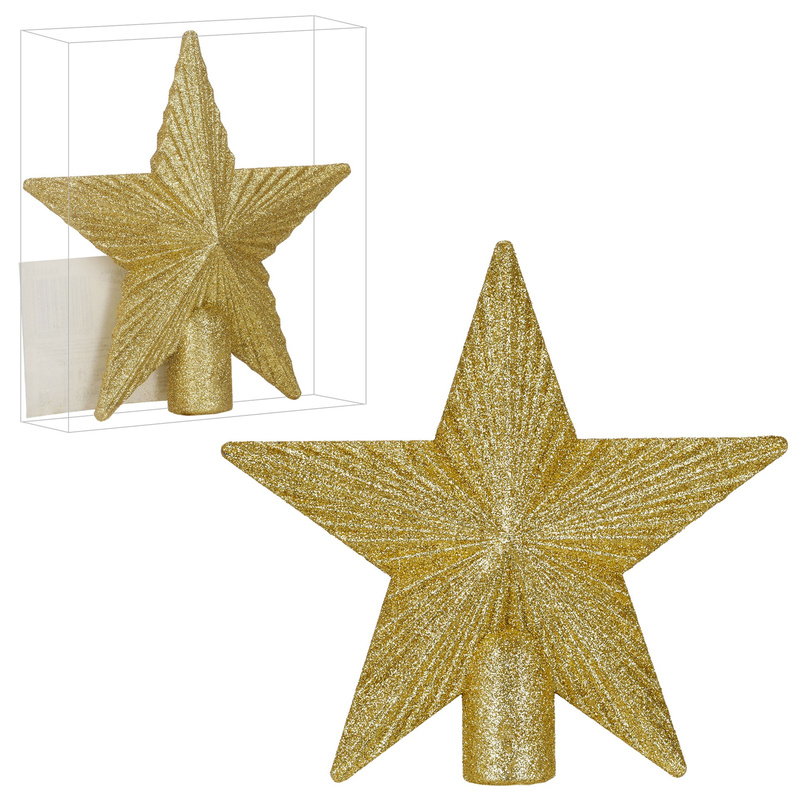 Czubek na choinkę gwiazda 21 cm szpic brokatowy ozdoba świąteczna złota
