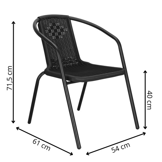 Meble ogrodowe metalowe zestaw stół 120x70 cm i 6 krzeseł na taras balkon czarne