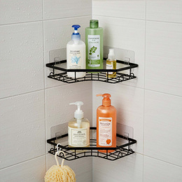 Półka łazienkowa, pod prysznic, wisząca zestaw 2 szt. narożna czarna