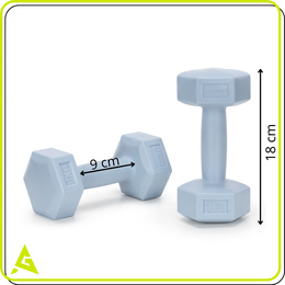 Ciężarki 2x1kg hexagonalne do ćwiczeń fitness hantle zestaw 2 szt. jasno niebieskie