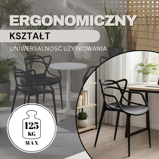 Krzesło do kuchni salonu jadalni biura nowoczesne Matrix skandynawskie loft czarne
